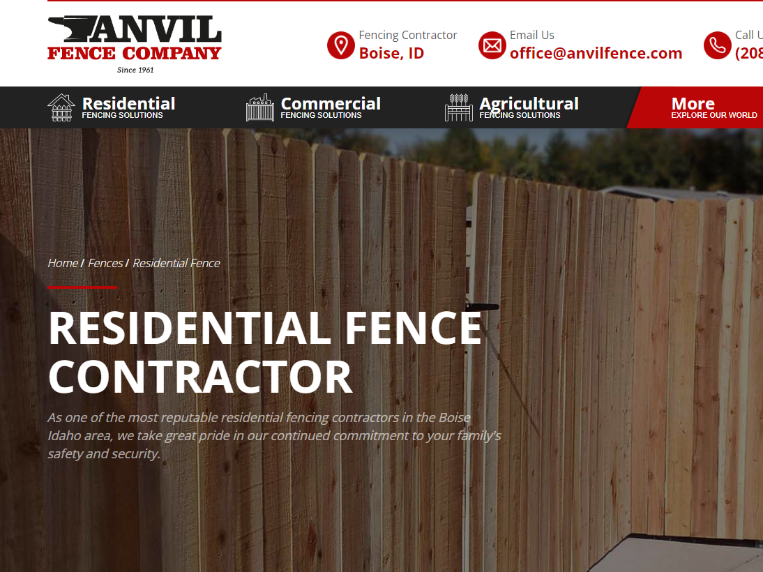 Photo of a Boise, Idaho fence company website